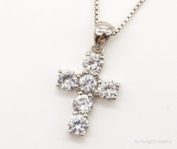 Vintage Cubic Zirconia Cross Sterling Silver Necklace | Jewelry > Necklaces > Pendants | Wiccan Center