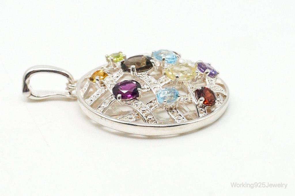 Vintage Multi Gemstone Sterling Silver Necklace Pendant | Jewelry > Necklaces > Pendants | Wiccan Center