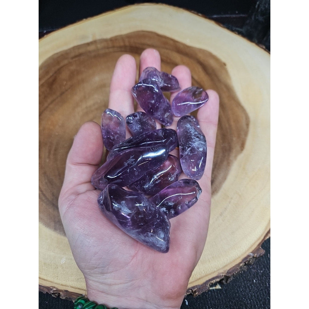11Pcs Raw Natural Purple Amethyst Quartz Crystal Tumbled Healing Brazil .48lbs
