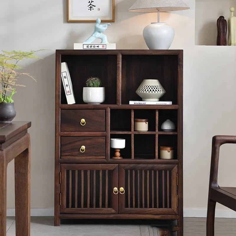 Luxury Chinese Solid Wood Curio Cabinet – Oriental Living Room Display Credenza | Storage Cabinet | Wiccan Center