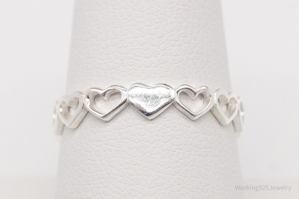 Vintage STE BEE Open Hearts Pattern Sterling Silver Band Ring - Size 8.75 | Jewelry > Rings | Wiccan Center