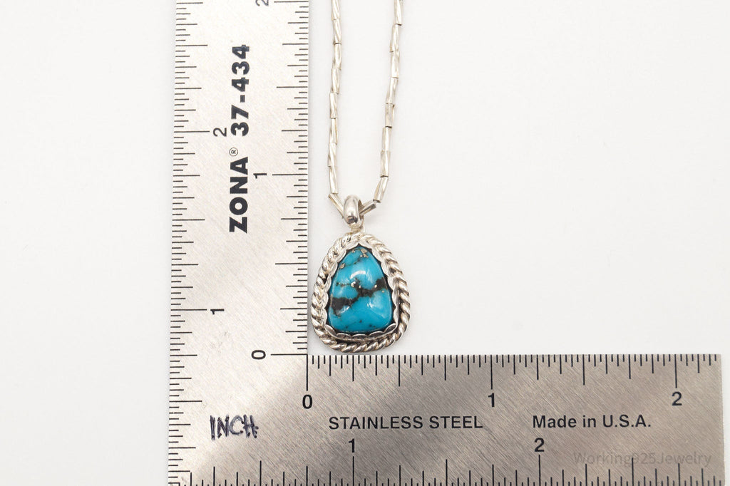 Vintage Native American Herbert Tsosie Blue Turquoise Sterling Silver Necklace | Jewelry > Necklaces | Wiccan Center
