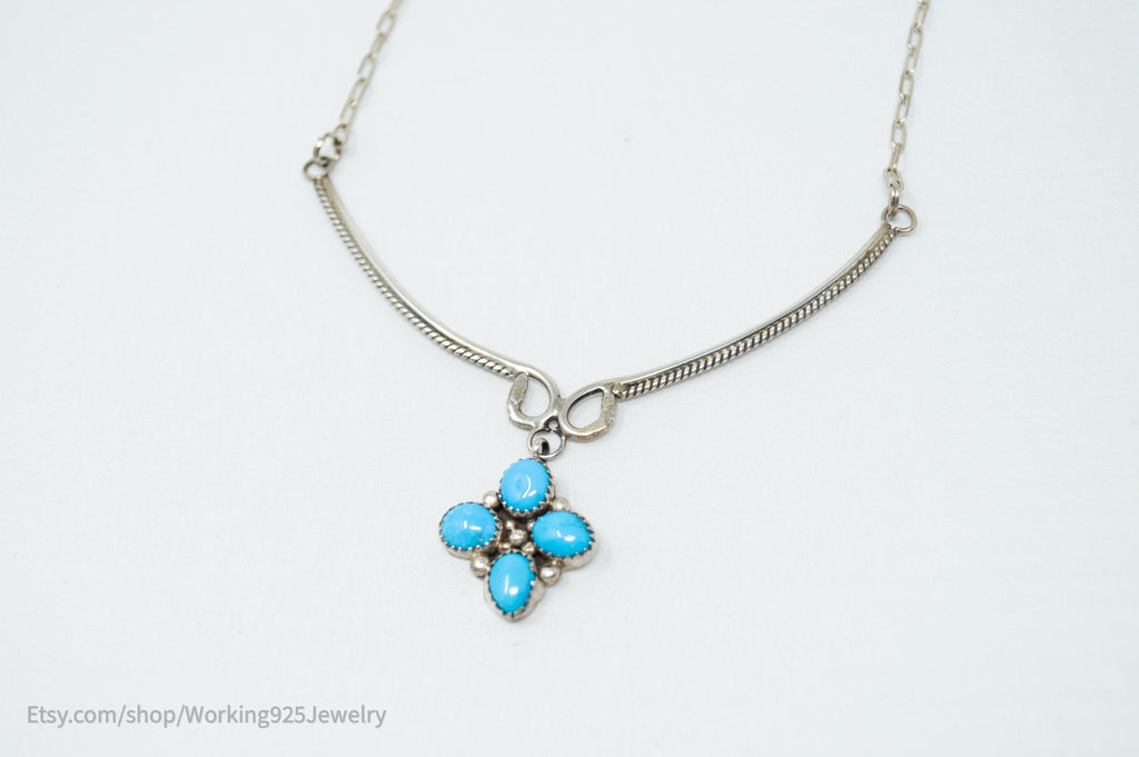 Vintage Native American Handmade KC Signed Turquoise Sterling Silver Necklace | Jewelry > Necklaces > Pendants | Wiccan Center