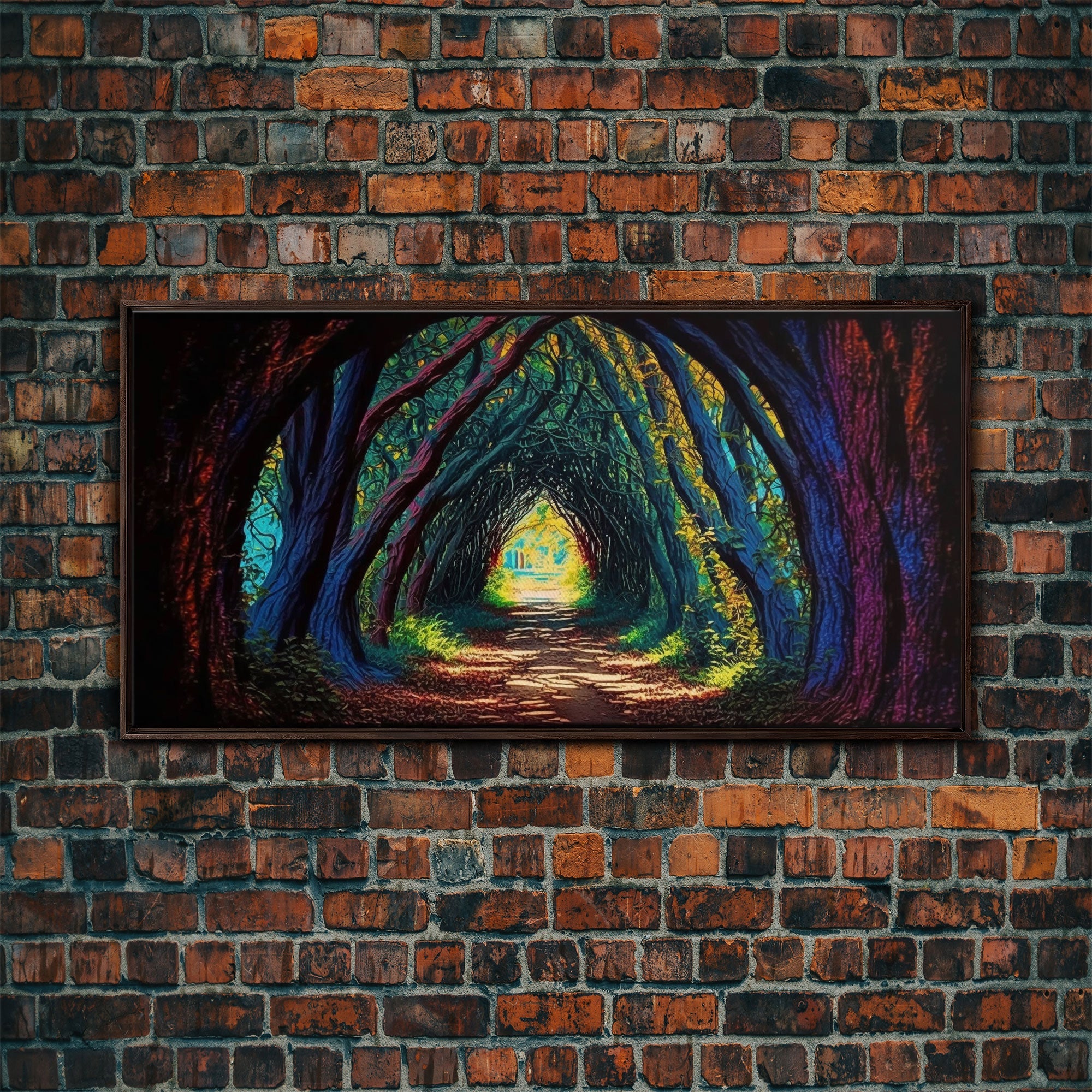 The Path through The Trees, Fantasy Art, Framed Canvas Print, RPG concept Art, Magical glowing forest | | Wiccan Center