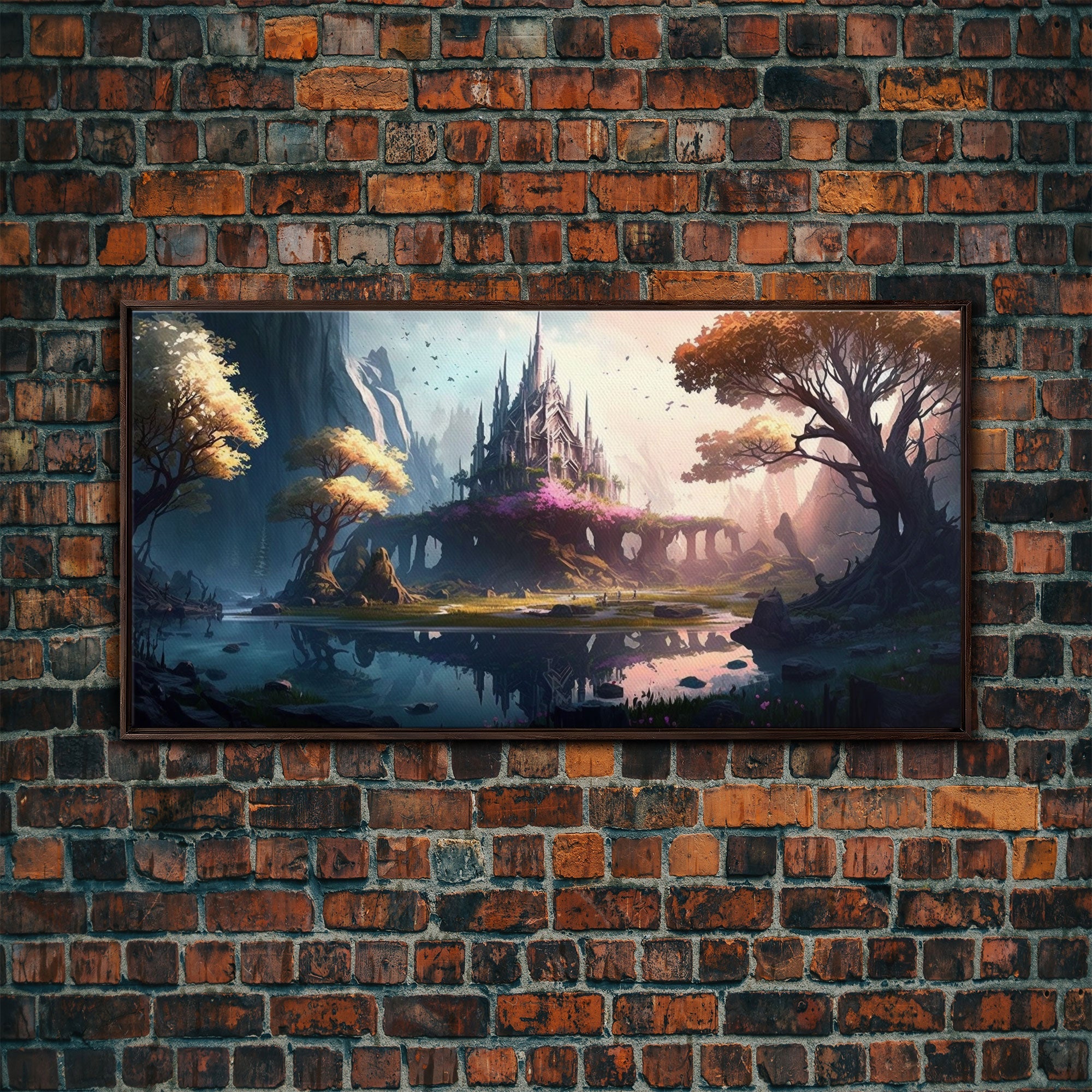 Norse Mythology Art, Alfheim Realm of the Light Elves, Framed Canvas Print, Fantasy Wall Art