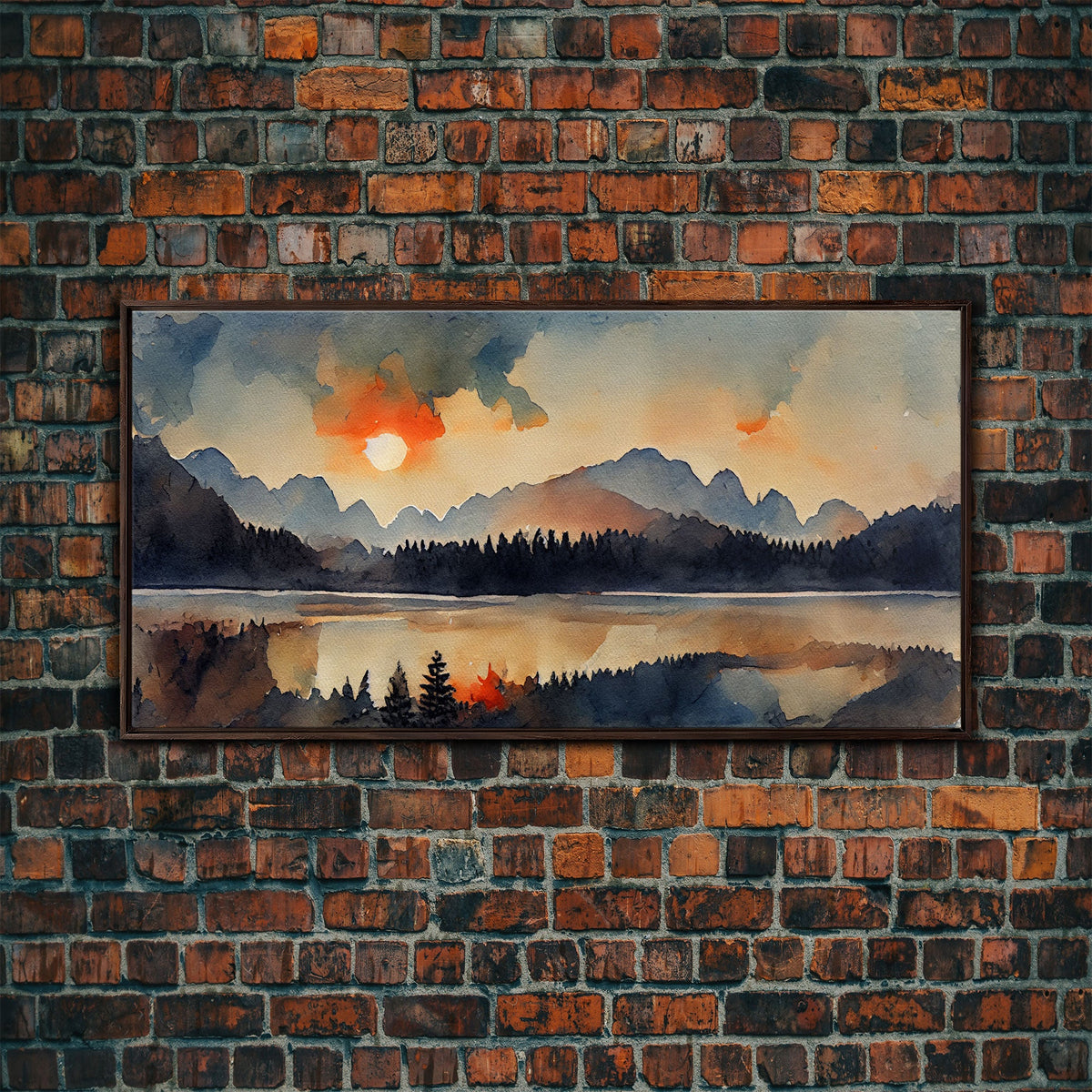 Watercolor forest fire, canvas print, landscape art, cool living room art, depressing art, painting reproduction print | | Wiccan Center
