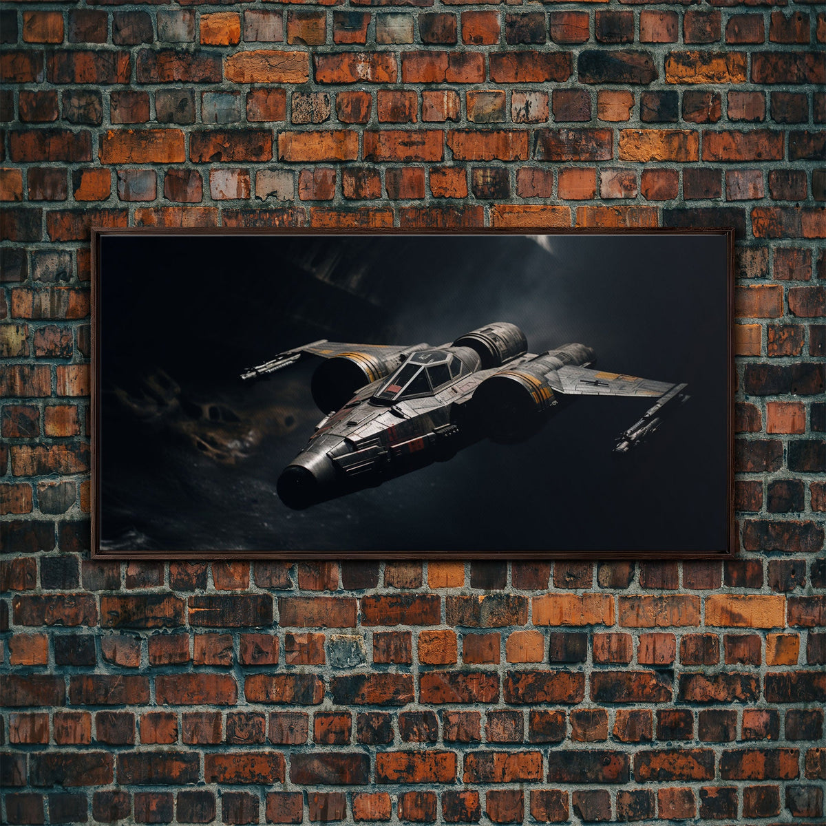 The Star Fighter, Cool Scifi Wall Art, Scifi Art, Framed Canvas Print, Gull Wing Space Ship, Unique Art, Alien Wall Art, Space Ship Art