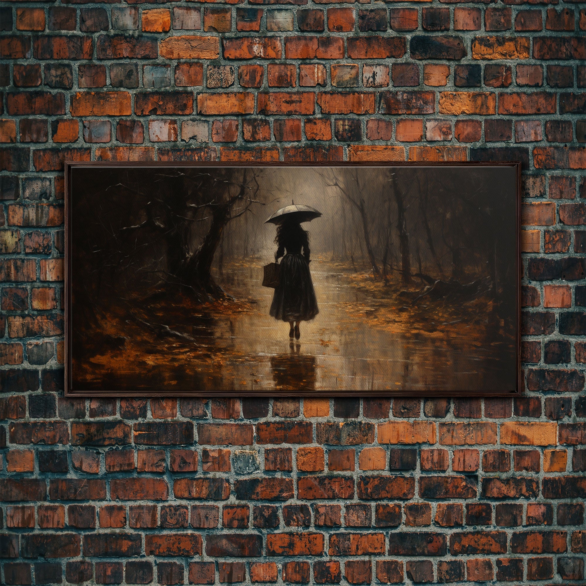 Witch Walking In The Rain, Witch Print, Framed Canvas or Poster, Victorian Oil Painting, Dark Academia, Witchcraft Decor, Witchy Art | | Wiccan Center