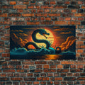 Jormungandr The Sea Serpent, Pop Art, Framed Canvas Print, Fantasy Art, Norse Mythology, Nordic / Viking Wall Art | | Wiccan Center
