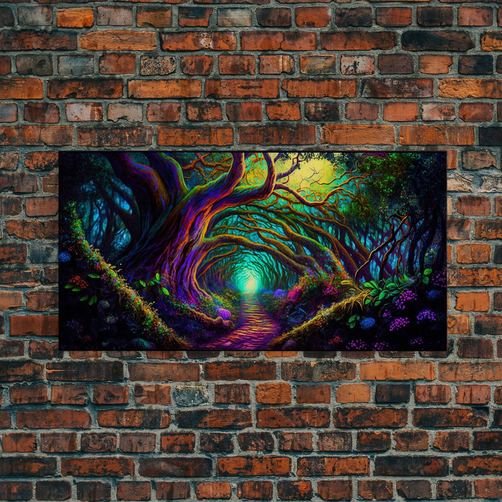 Fantasy wall art, canvas print, magical forest, fantasy landscape art, ready to hang wall art, magical glowing forest fantasy art | | Wiccan Center