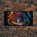 Secret Path, Fantasy Art, Pop Art Forest Landscape, Framed Canvas Print, Colorful Forest Painting, Living Room Art, Glowing Magical Forest | | Wiccan Center