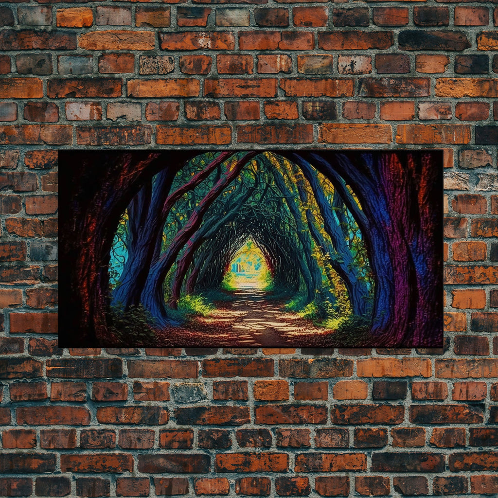 The Path through The Trees, Fantasy Art, Framed Canvas Print, RPG concept Art, Magical glowing forest | | Wiccan Center