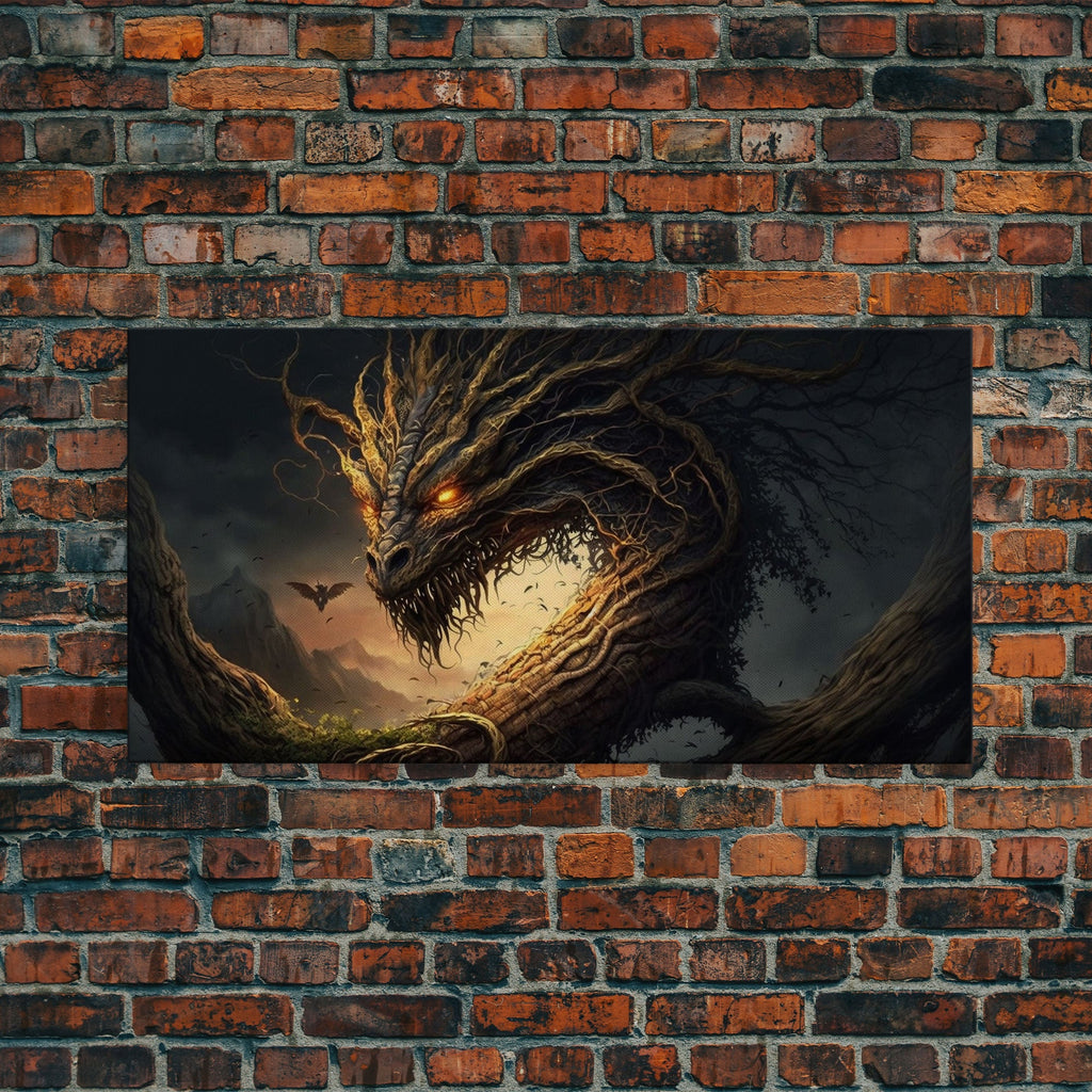 Forest Dragon Nidhogg, Norse Mythology, Framed Canvas Print, Fantasy Dragon Art, Fantasy Decor | | Wiccan Center