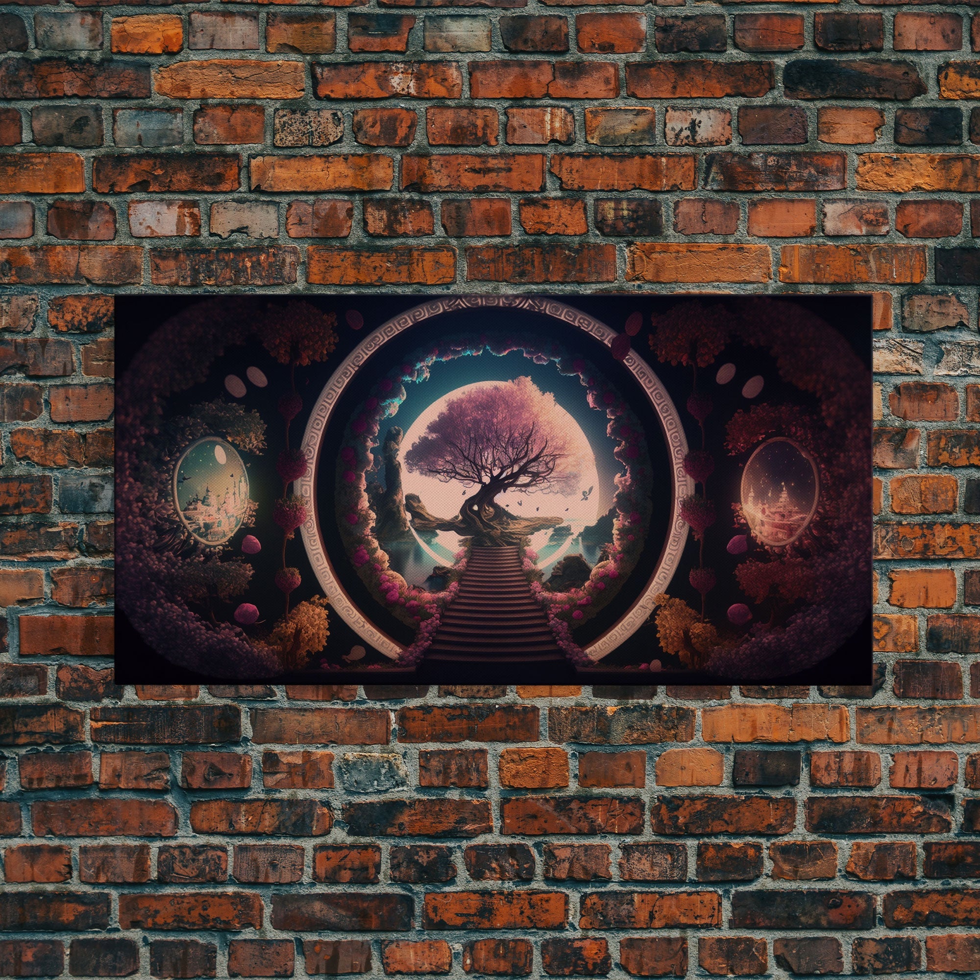 Stairway to a magical forest, fantasy concept art, framed canvas print, colorful wall decor, portal to another world | | Wiccan Center