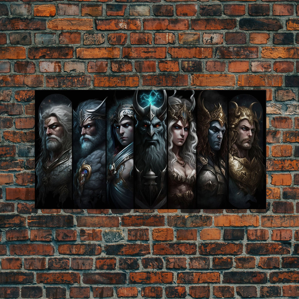 The Æsir, Aesir, Old Norse Gods, Framed Canvas Print, Norse Mythology, Scandinavian Mythology Fantasy Art | | Wiccan Center
