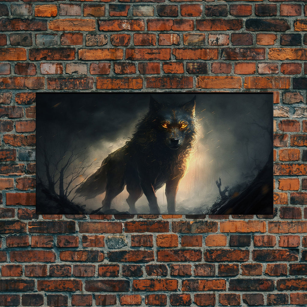 The Great Wolf Fenrir, Framed Canvas Print, Norse Mythology, Fantasy Art