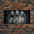 The Norns, Norse Mythology, Weavers of Fate, Framed Canvas Print, Urðr, Verðandi, and Skuld, Black and White Norse Fantasy Art | | Wiccan Center
