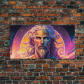 Norse God Freyr, Framed Canvas Print, Vaporwave Style Norse Mythology Art, Retro Vibes | | Wiccan Center