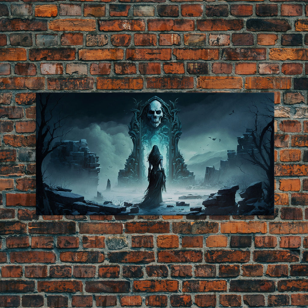 Doorway to Niflheim, Land of Mist and the Dead, Norse Mythology Fantasy Art, Framed Canvas Print, Fantasy Decor | | Wiccan Center