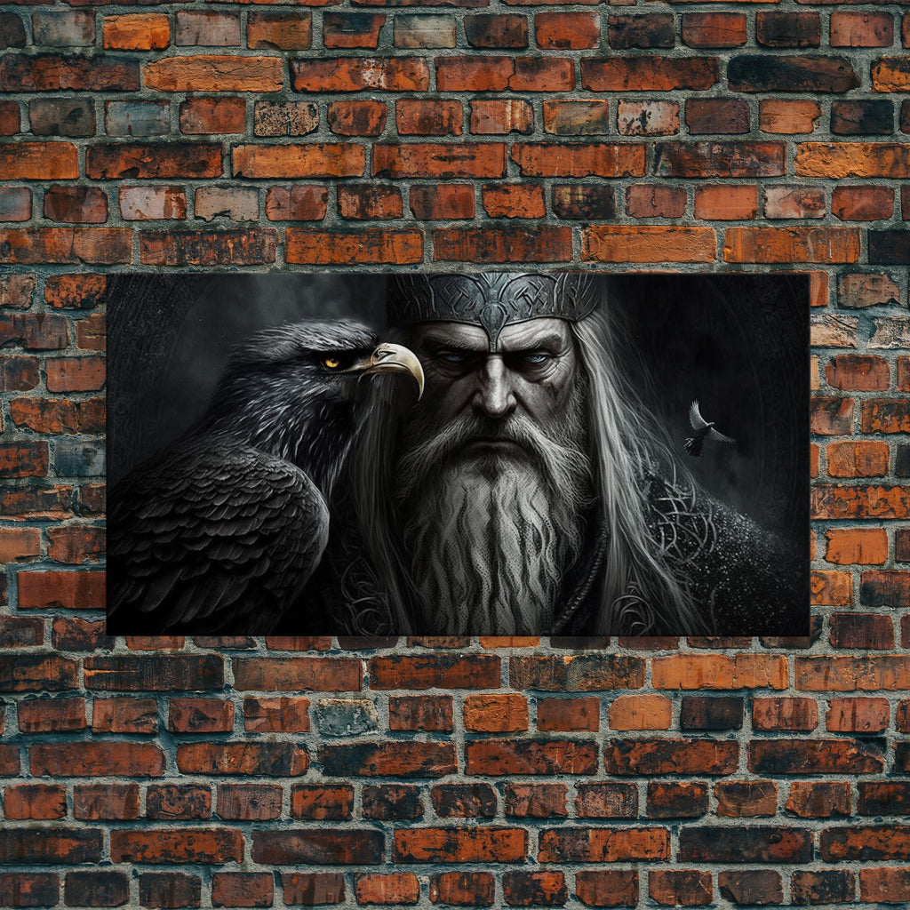 Portrait of Odin King of the Gods, Ruler of Asgard, Framed Canvas Print, Norse Mythology Pop Art, Fantasy Art | | Wiccan Center