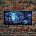 Magical Mushroom Fantasy Forest Wall Art, Framed Canvas Print, Game Room Art, Fantasy Decor | | Wiccan Center