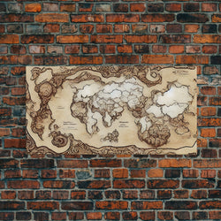Abstract fantasy world map, canvas print, middle earth style, wall art for nerds like me | | Wiccan Center