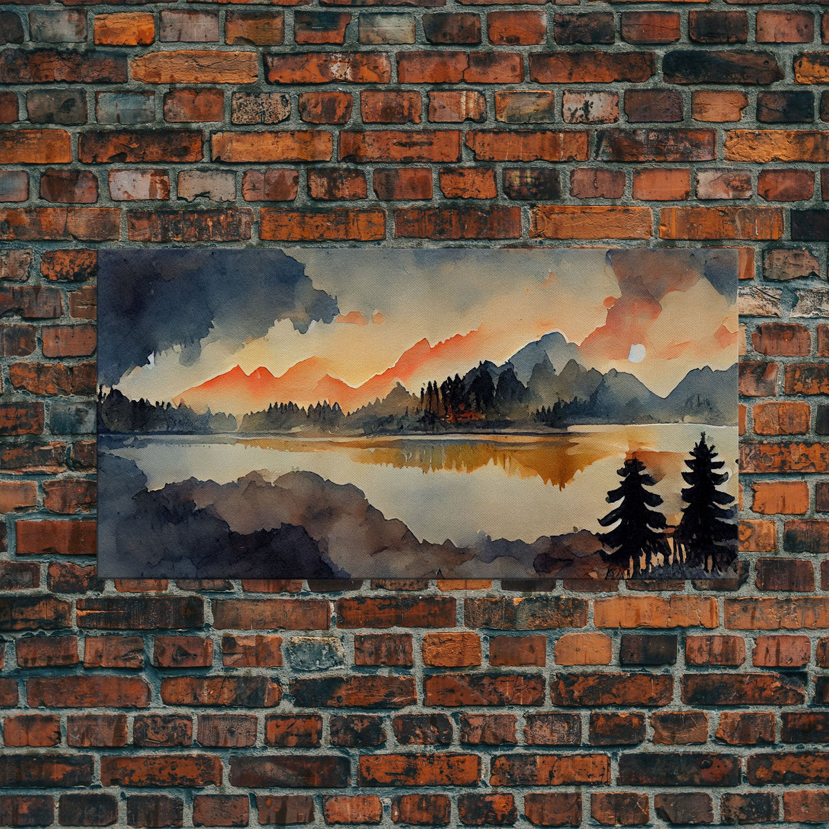Watercolor painting of a forest fire, canvas print, landscape art | | Wiccan Center