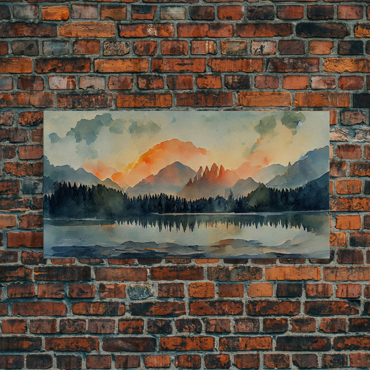 Watercolor painting of a forest fire, canvas print, landscape art, cool living room art, depressing art | | Wiccan Center