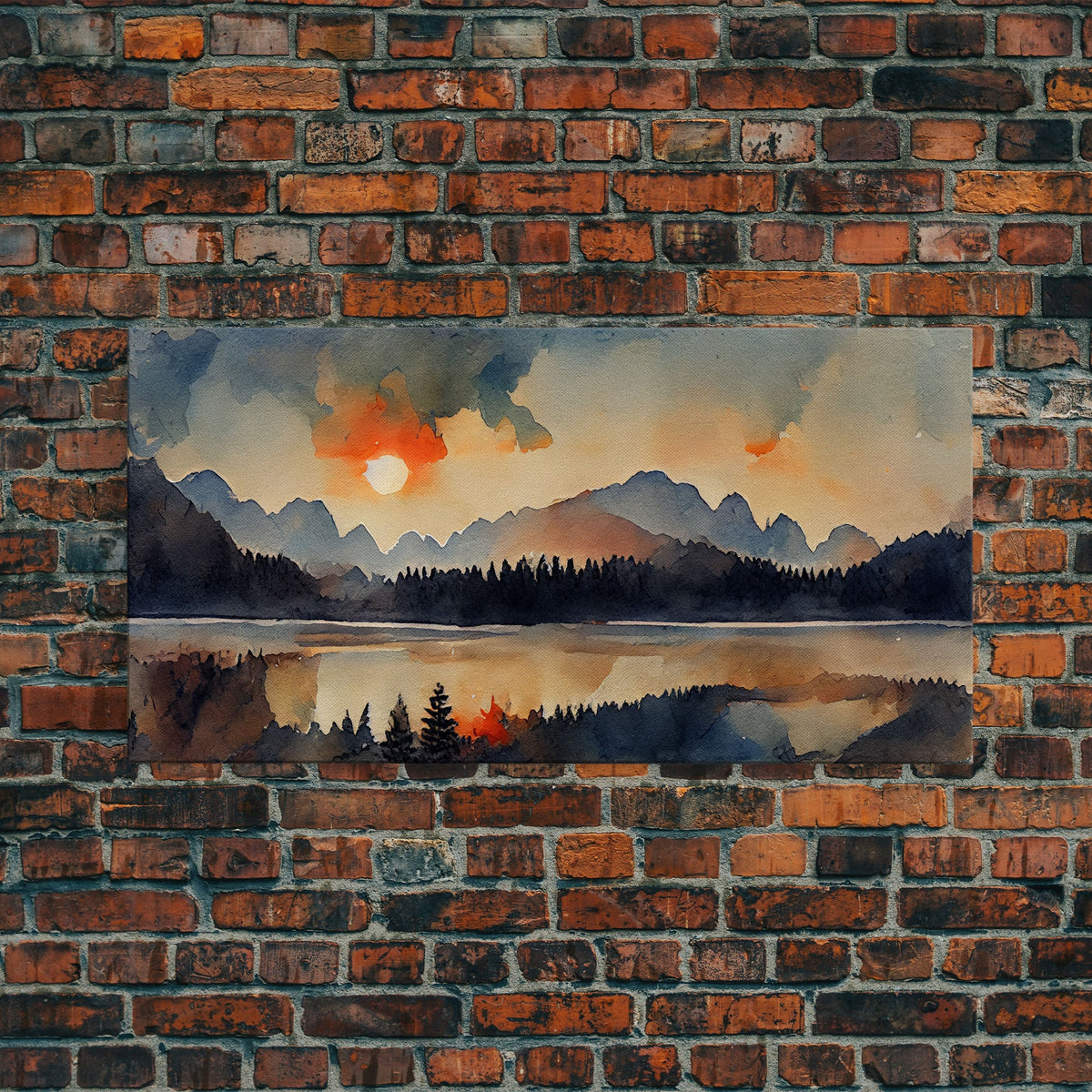 Watercolor forest fire, canvas print, landscape art, cool living room art, depressing art, painting reproduction print | | Wiccan Center