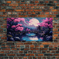 Japanese Art- Wabi Sabi Style Japanese Synthwave Pagoda, Game Room Art, Framed Canvas Print, Framed Art, Framed Painting, Retro Aesthetic | | Wiccan Center