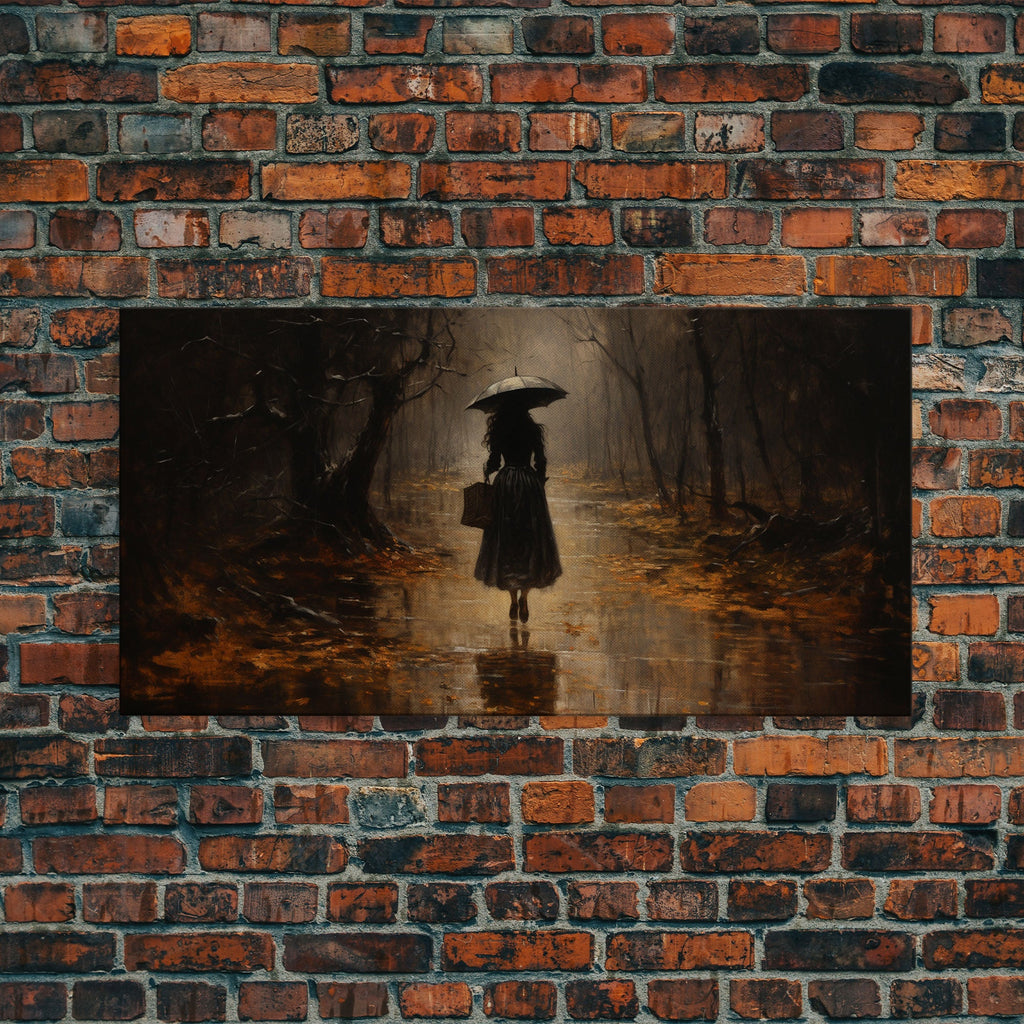 Witch Walking In The Rain, Witch Print, Framed Canvas or Poster, Victorian Oil Painting, Dark Academia, Witchcraft Decor, Witchy Art | | Wiccan Center