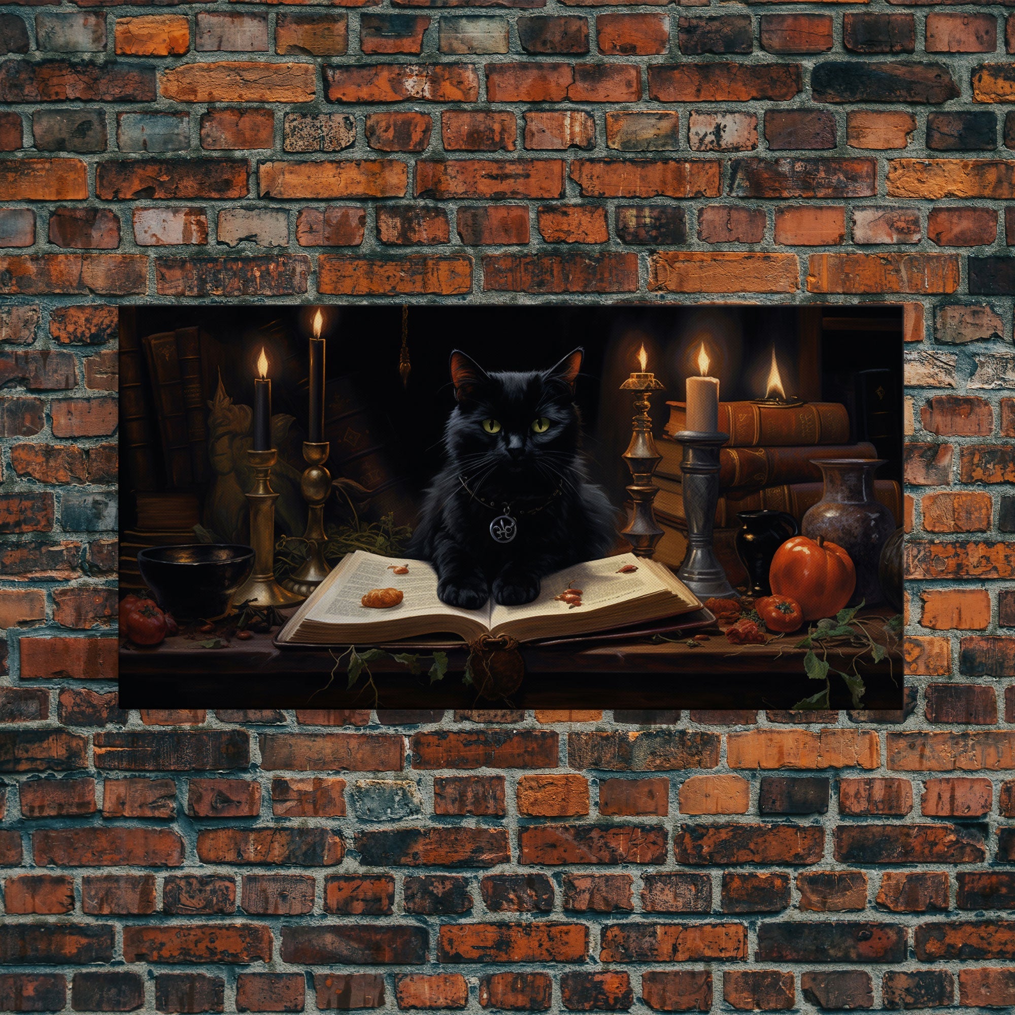 The Witch's Familiar, Black Cat Art, Witch Print, Framed Canvas or Poster, Victorian Oil Painting, Dark Academia, Witchcraft Decor | | Wiccan Center