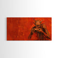 Scary Demon Having a Hot Dog, must be a baseball fan. Funny Halloween Wall Art Framed Canvas Print | | Wiccan Center