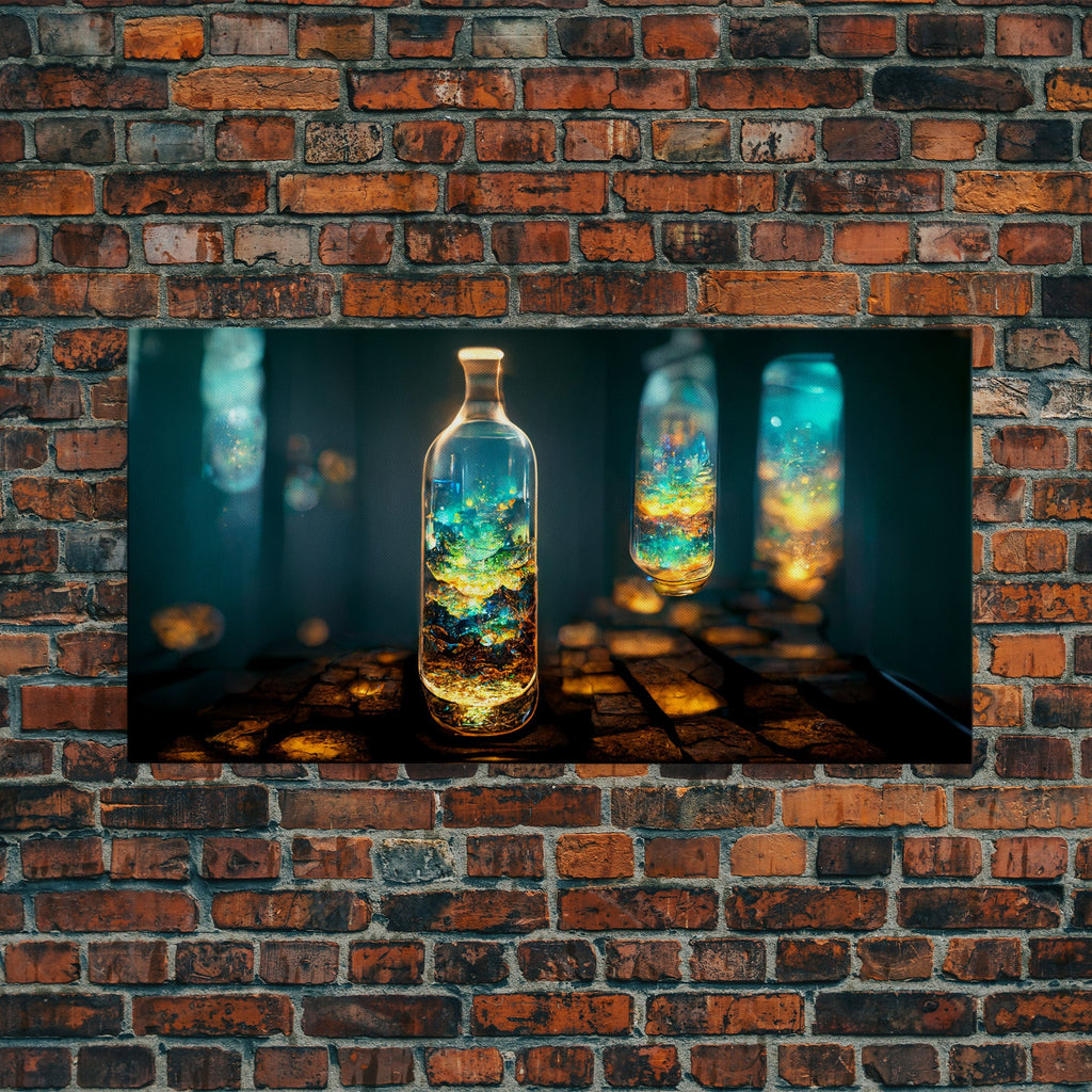 Miniature world in a bottle canvas print, high fantasy wall art, magical wall art, ready to hang wall art | | Wiccan Center