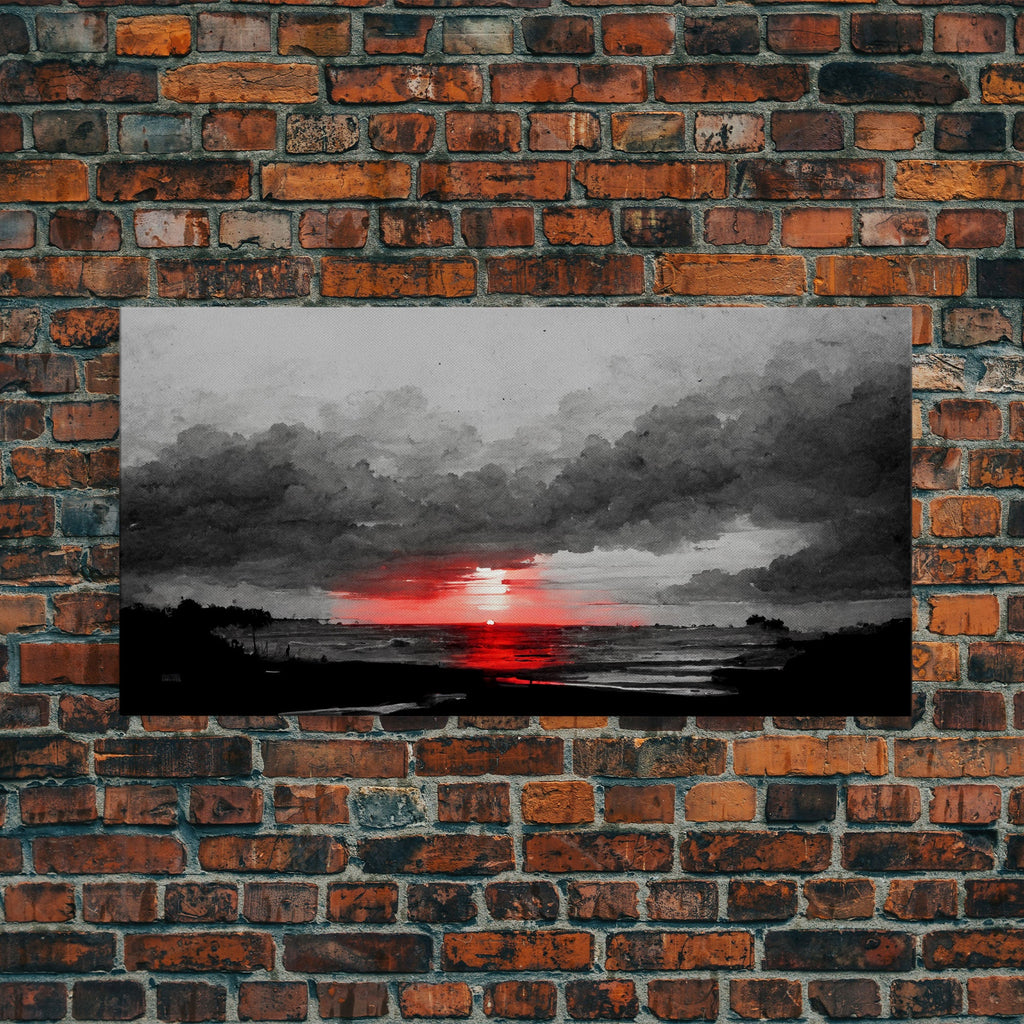 Creepy Blood moon canvas print, dark fantasy art, black and white art, Halloween, spooky art, horror landscape art | | Wiccan Center