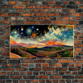 Night Starry Sky Landscape On Canvas Print Colorful Night Sky Painting Nature Painting Living Room Wall Art Spiritual Starry Painting | | Wiccan Center
