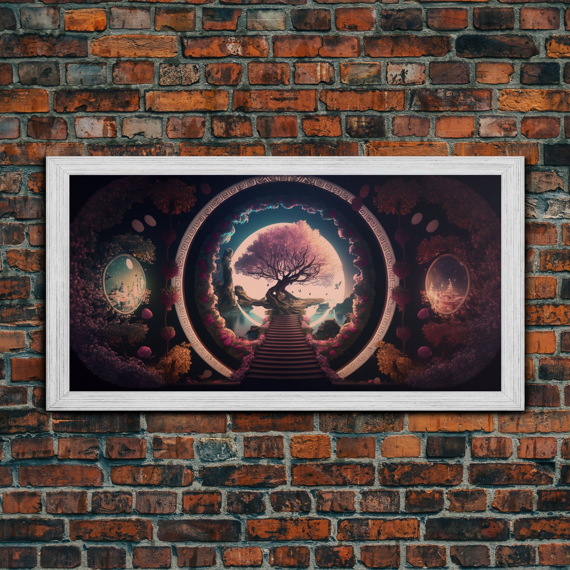 Stairway to a magical forest, fantasy concept art, framed canvas print, colorful wall decor, portal to another world | | Wiccan Center