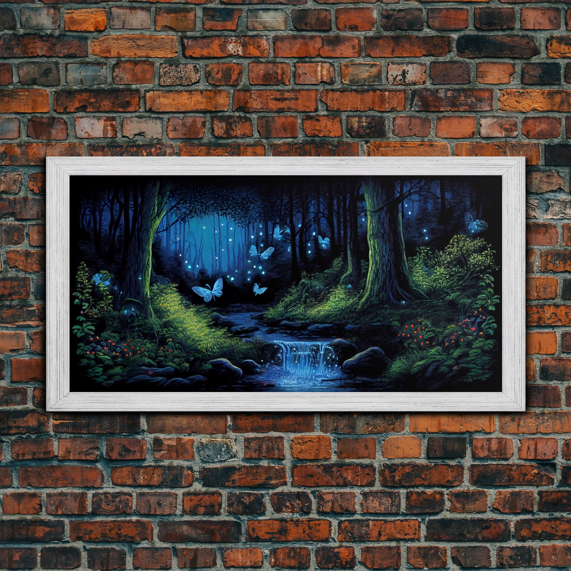Enchanted Forest Painting, Fantasy Art, Fairy House, Fantasy, Woodland Decor, Woods, Forest, Fairy Forest with Blue Butterflies | | Wiccan Center