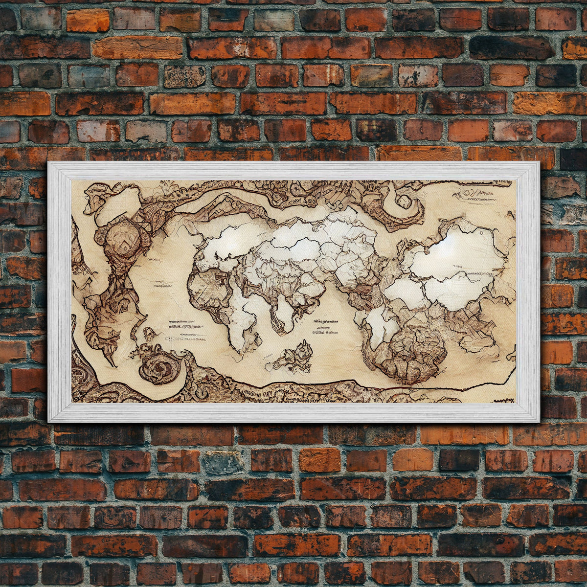 Abstract fantasy world map, canvas print, middle earth style, wall art for nerds like me | | Wiccan Center
