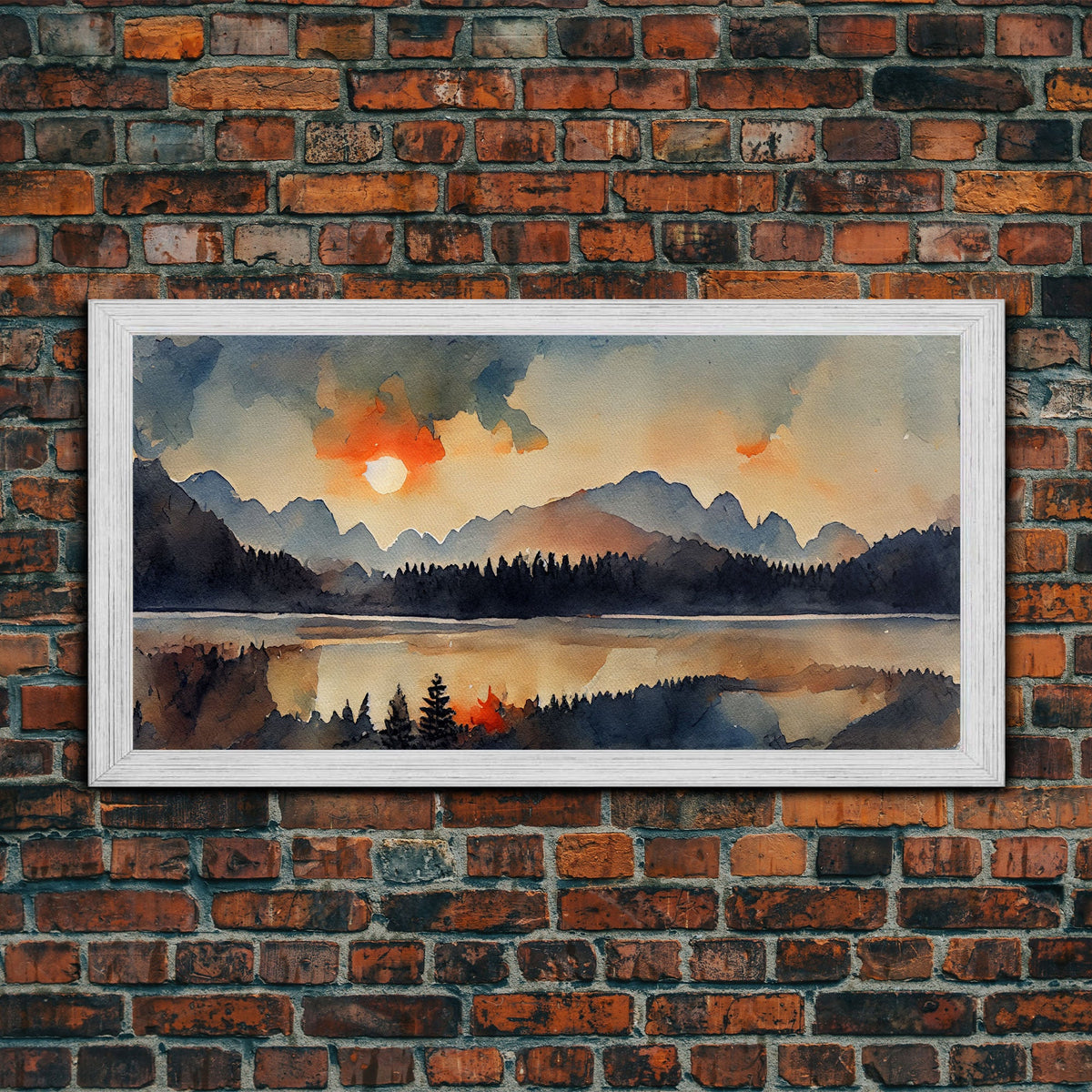 Watercolor forest fire, canvas print, landscape art, cool living room art, depressing art, painting reproduction print | | Wiccan Center