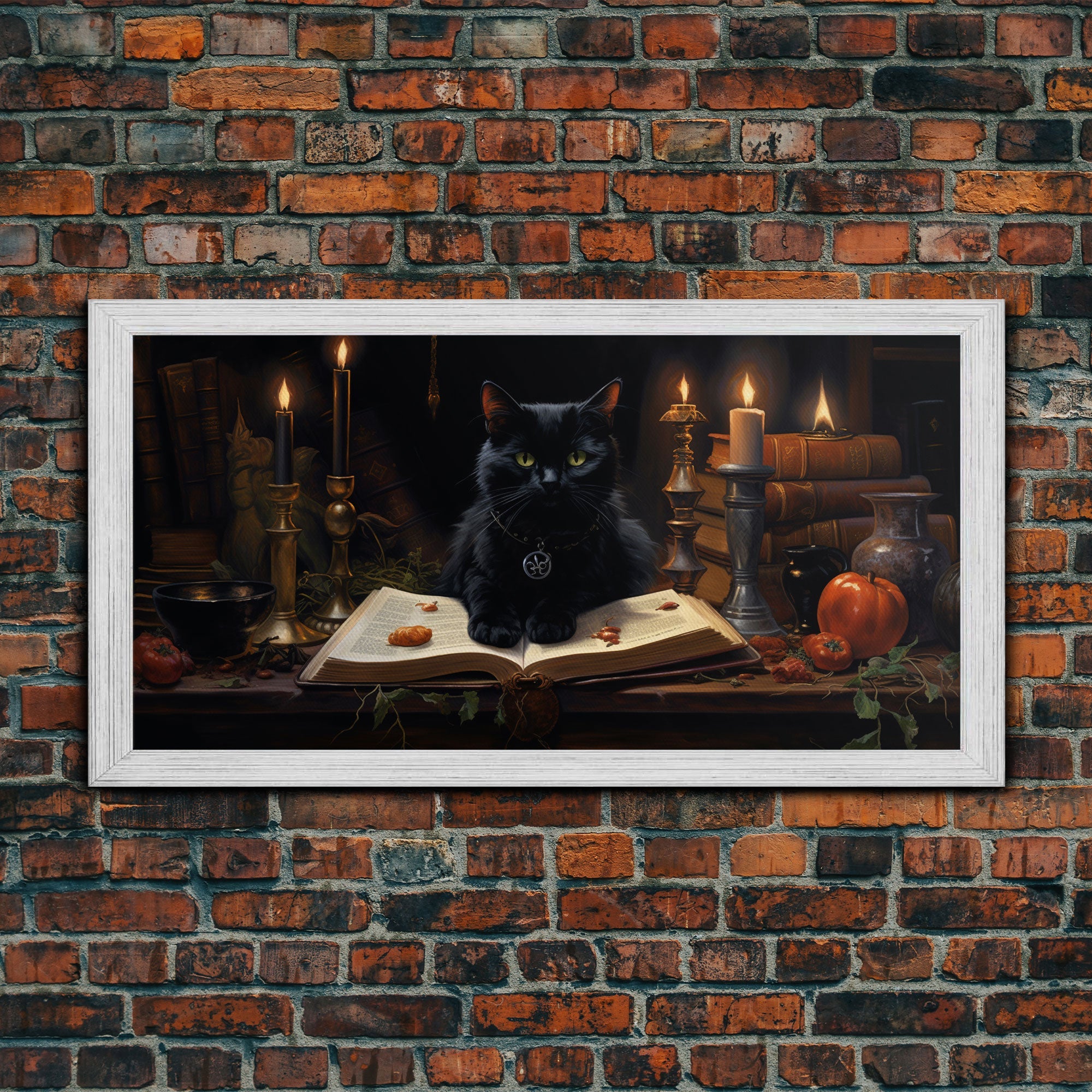 The Witch's Familiar, Black Cat Art, Witch Print, Framed Canvas or Poster, Victorian Oil Painting, Dark Academia, Witchcraft Decor | | Wiccan Center