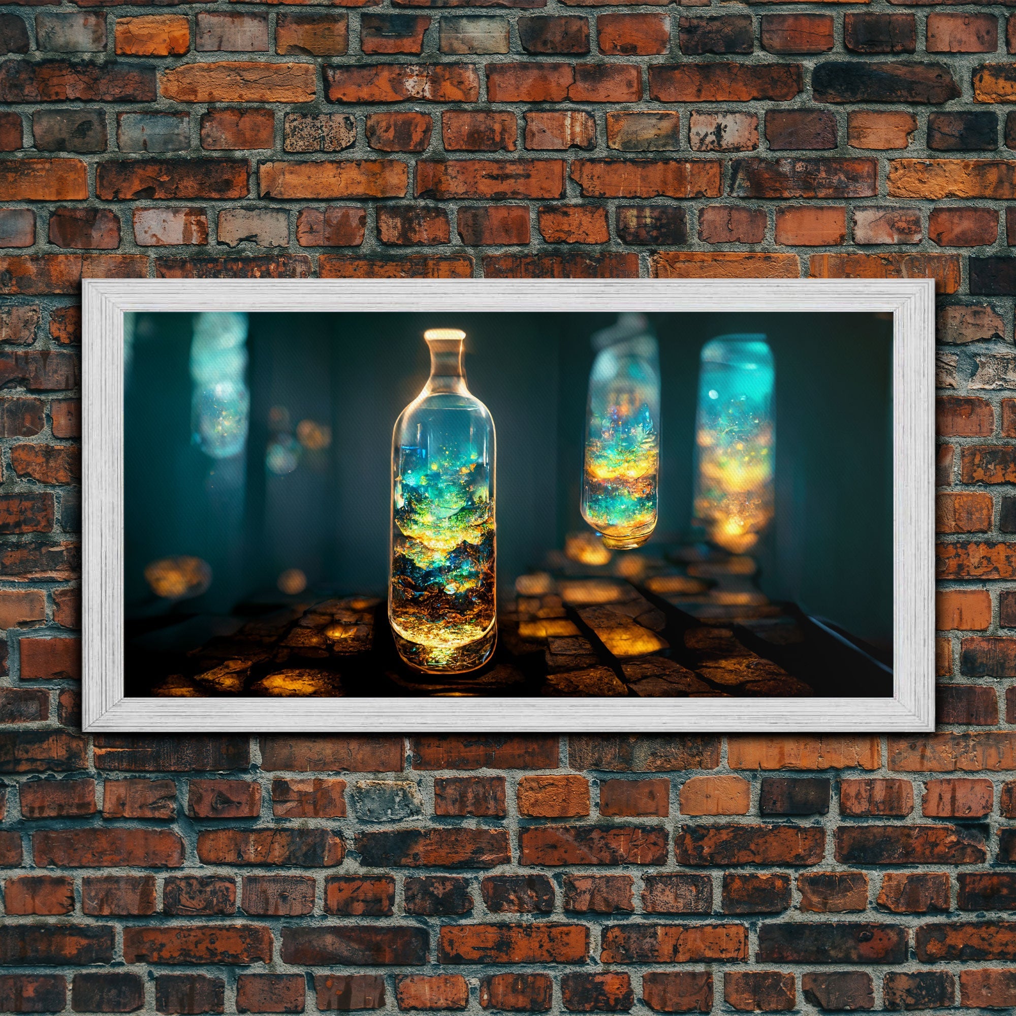 Miniature world in a bottle canvas print, high fantasy wall art, magical wall art, ready to hang wall art | | Wiccan Center