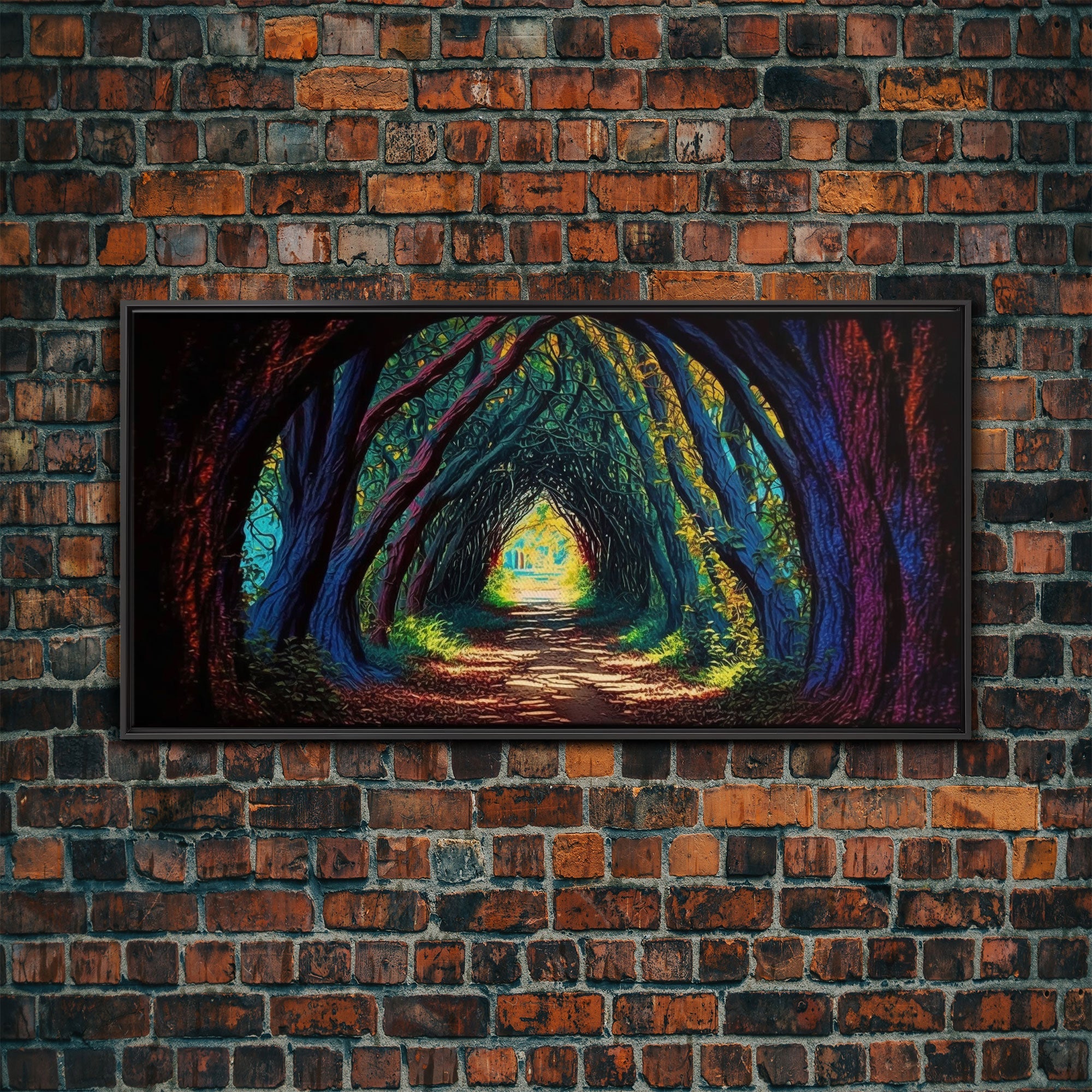 The Path through The Trees, Fantasy Art, Framed Canvas Print, RPG concept Art, Magical glowing forest | | Wiccan Center