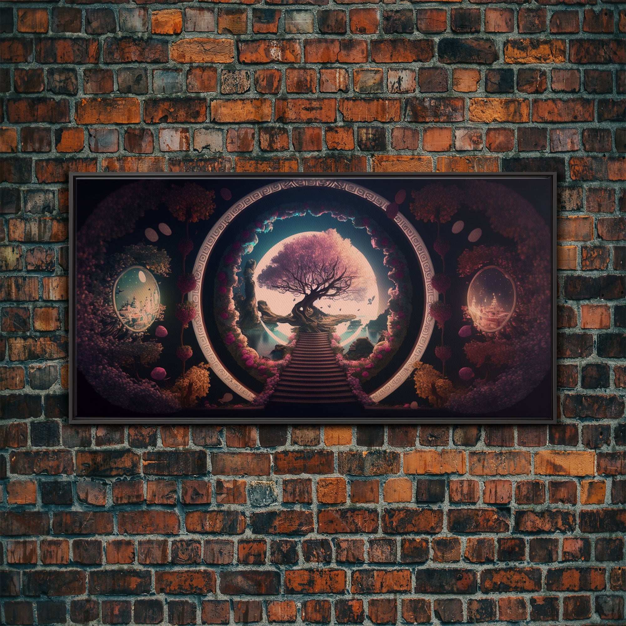 Stairway to a magical forest, fantasy concept art, framed canvas print, colorful wall decor, portal to another world | | Wiccan Center