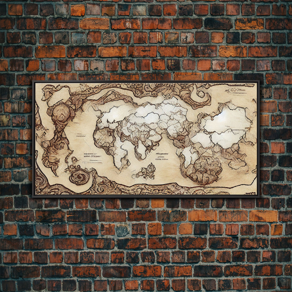 Abstract fantasy world map, canvas print, middle earth style, wall art for nerds like me | | Wiccan Center