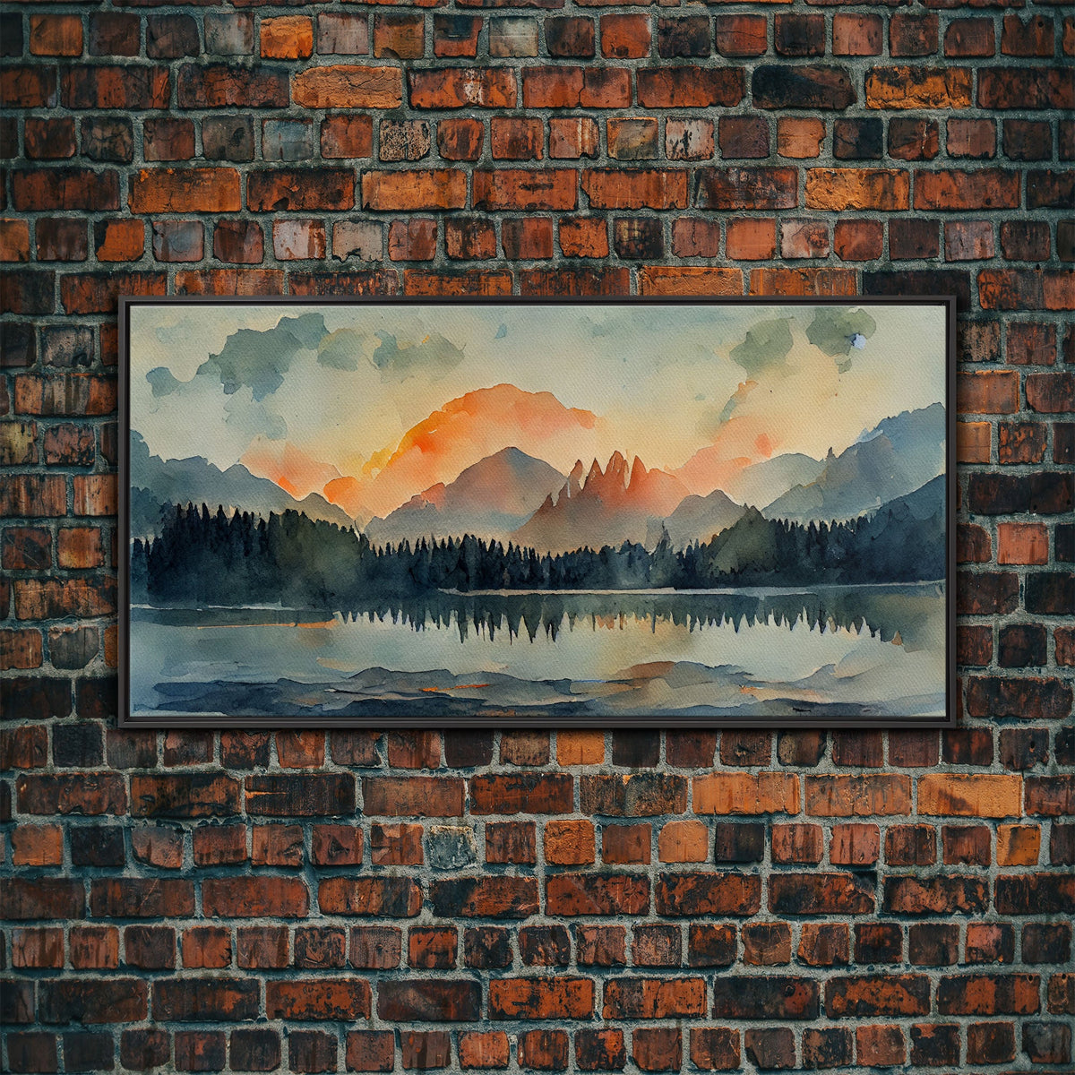 Watercolor painting of a forest fire, canvas print, landscape art, cool living room art, depressing art | | Wiccan Center