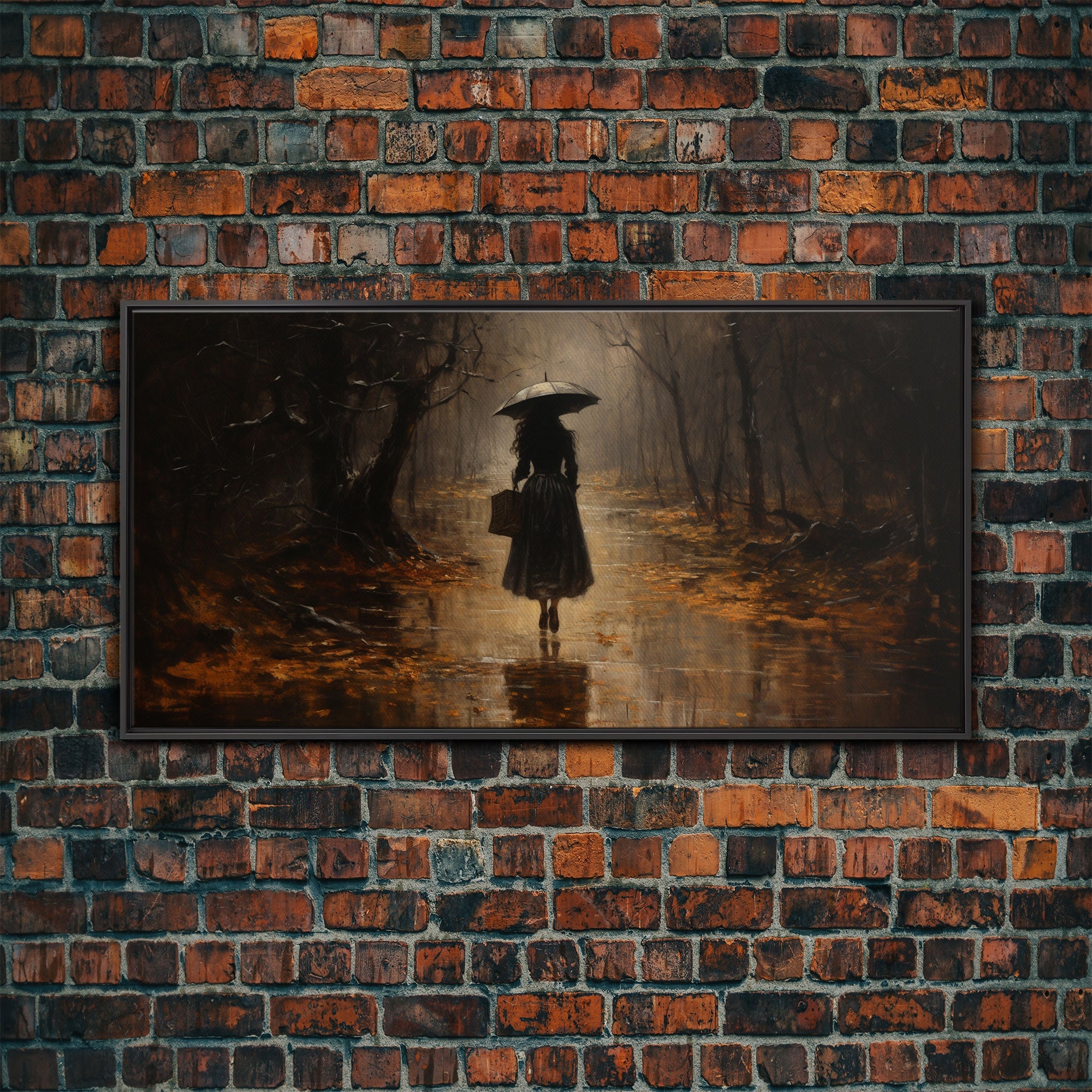 Witch Walking In The Rain, Witch Print, Framed Canvas or Poster, Victorian Oil Painting, Dark Academia, Witchcraft Decor, Witchy Art | | Wiccan Center