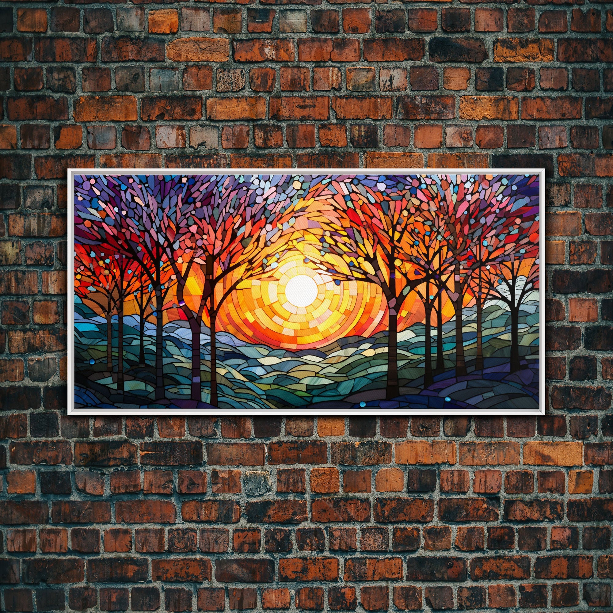 Colorful Mosaic Painting, Thanksgiving Decor, Stained Glass Canvas Print, Norse Mythology Inspired, Fall Centerpiece Art, Autumn Decor