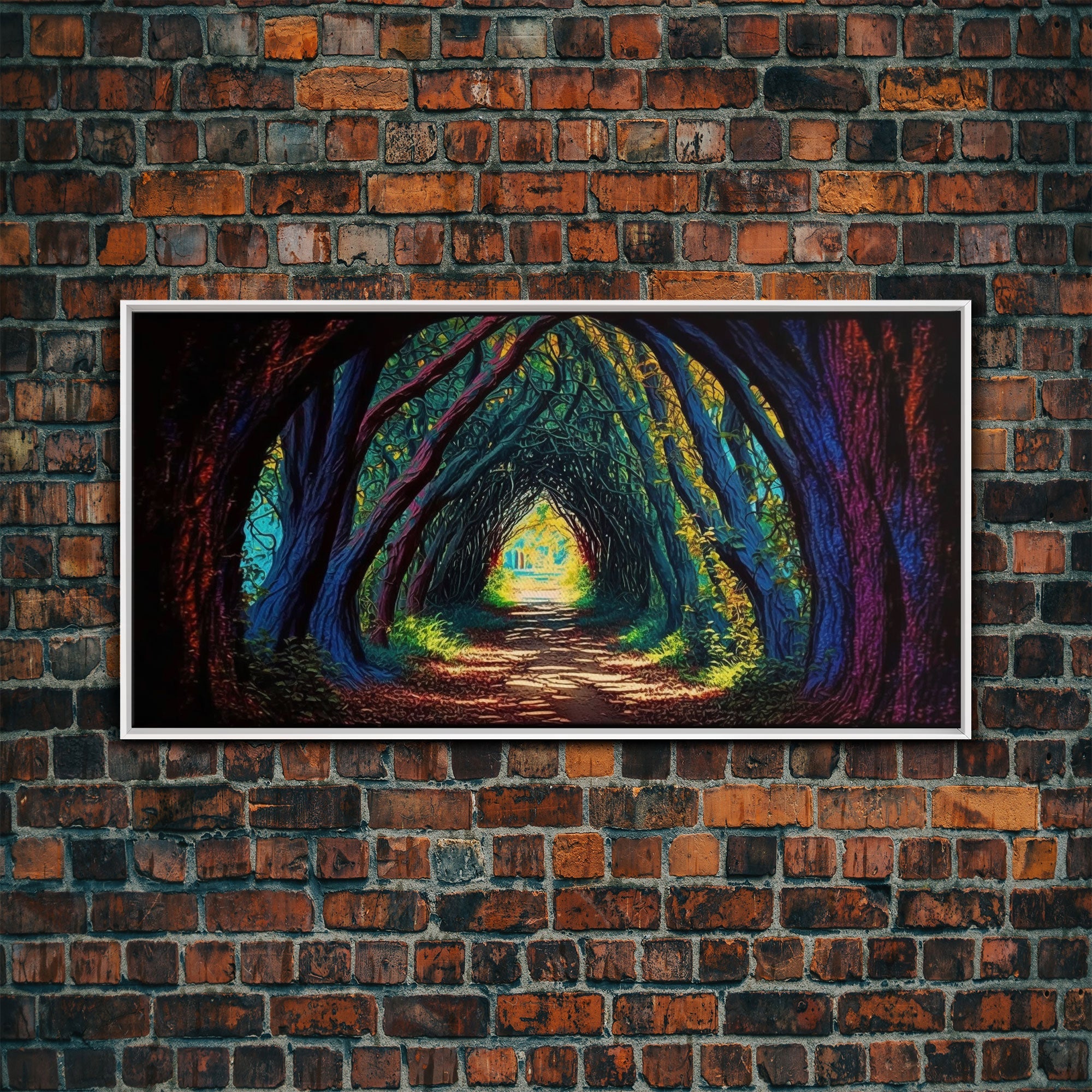 The Path through The Trees, Fantasy Art, Framed Canvas Print, RPG concept Art, Magical glowing forest | | Wiccan Center