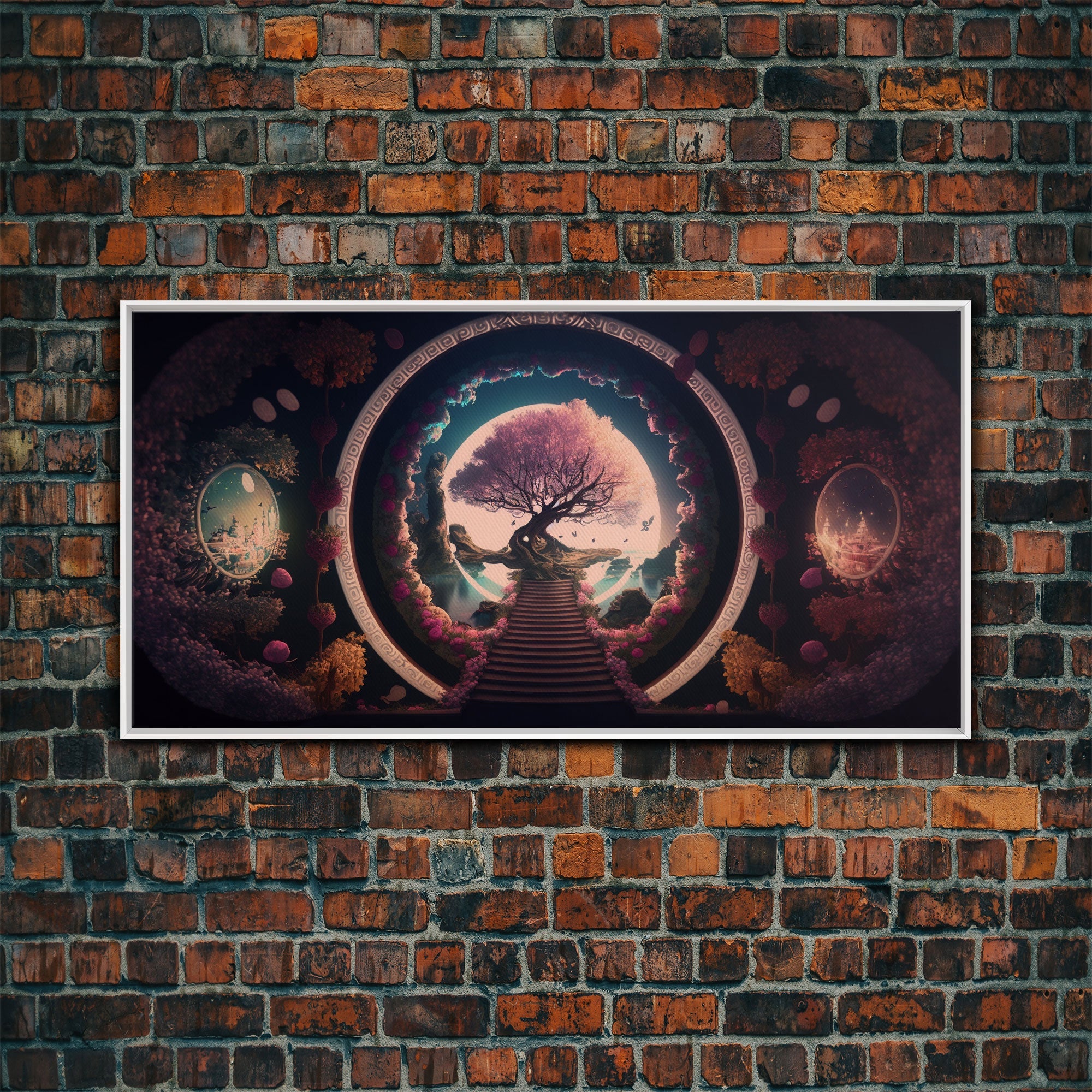 Stairway to a magical forest, fantasy concept art, framed canvas print, colorful wall decor, portal to another world | | Wiccan Center